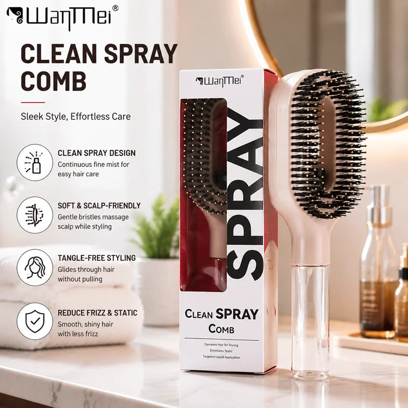 2-in-1 Scalp Massage Detangling Brush | Spray Mist Hairbrush for Frizz-Free, Smooth Hair