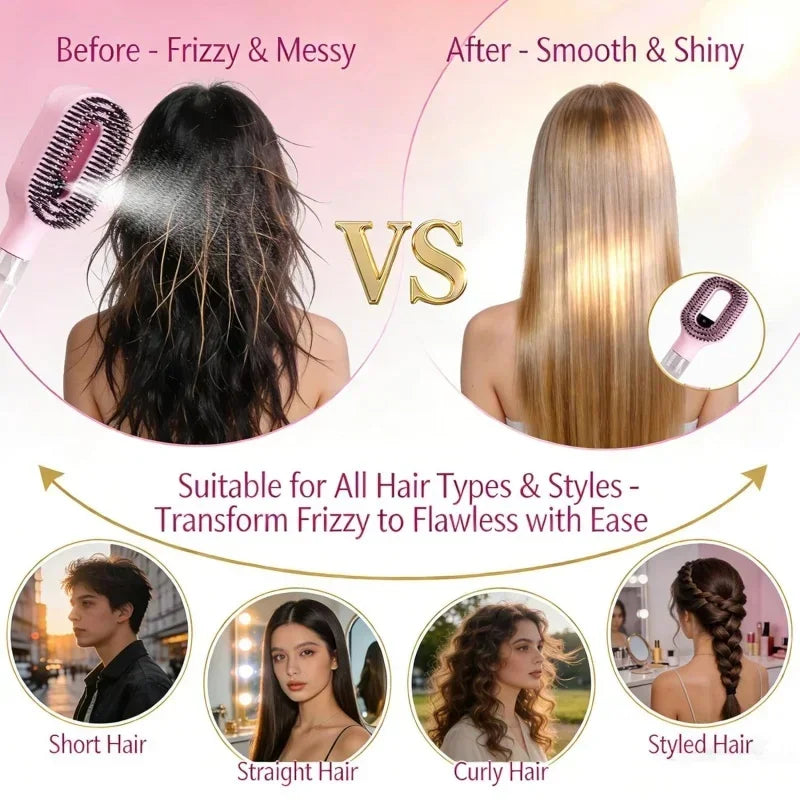 2-in-1 Scalp Massage Detangling Brush | Spray Mist Hairbrush for Frizz-Free, Smooth Hair