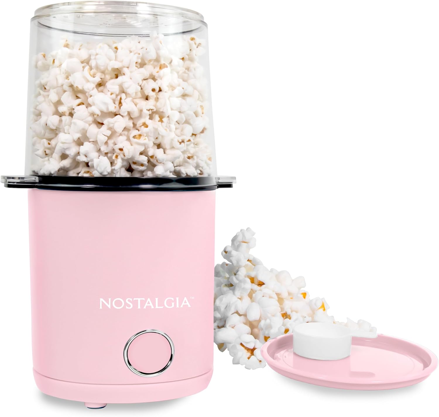 8-Cup Hot Air Popcorn Maker & Bowl - 2-In-1 Bowl & Lid, 2 Oz Measuring Cup - Oil-Free Pop Corn for Movie Night, Snacks, Birthday Parties, and More - Pink