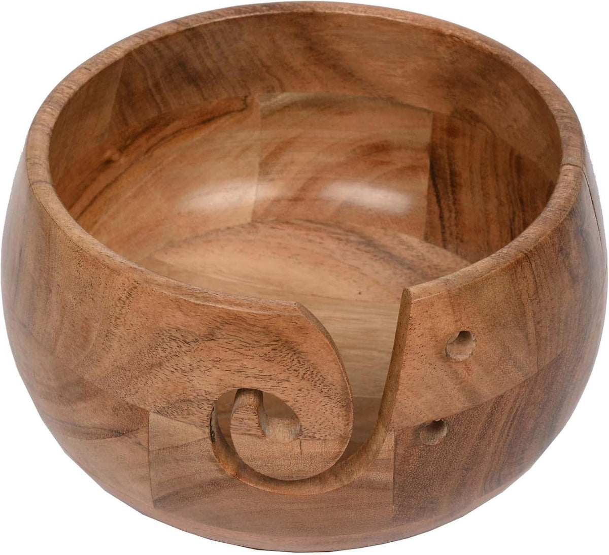 Wooden Yarn Bowl - Wooden Yarn Bowls for Crocheting with Holes, Preventing Slipping and Tangles, Handmade Craft Knitting Bowl Easter Gift for Knitting Lovers