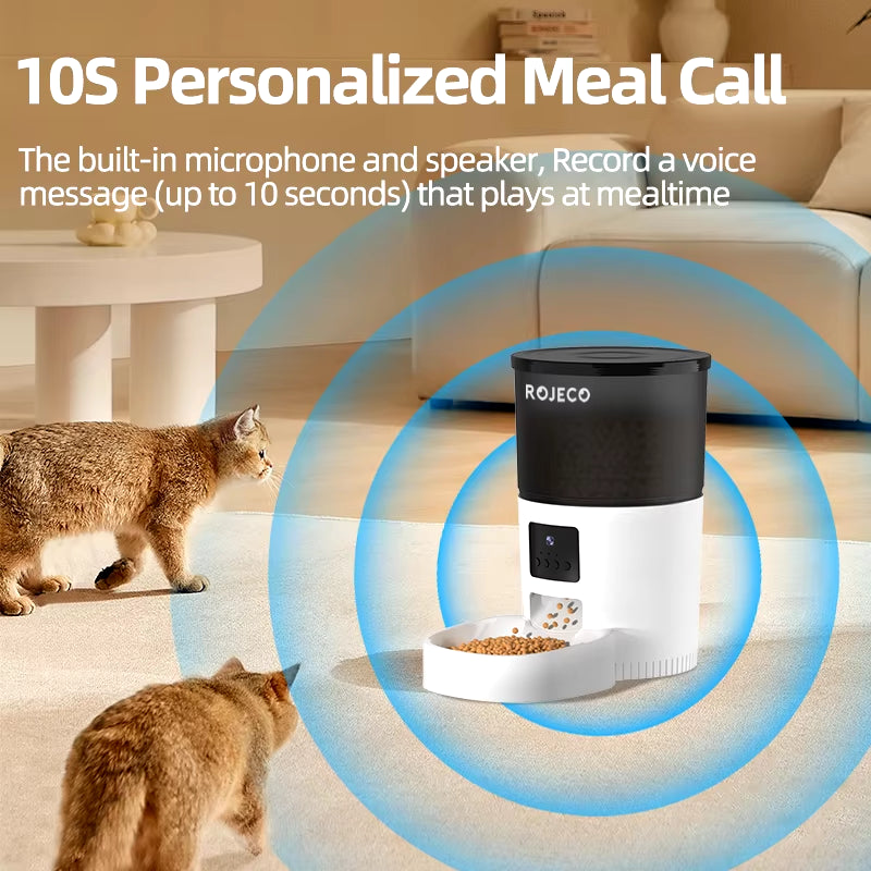 ROJECO Smart Pet Feeder with Camera & Video — WiFi App Control for Cats & Dogs