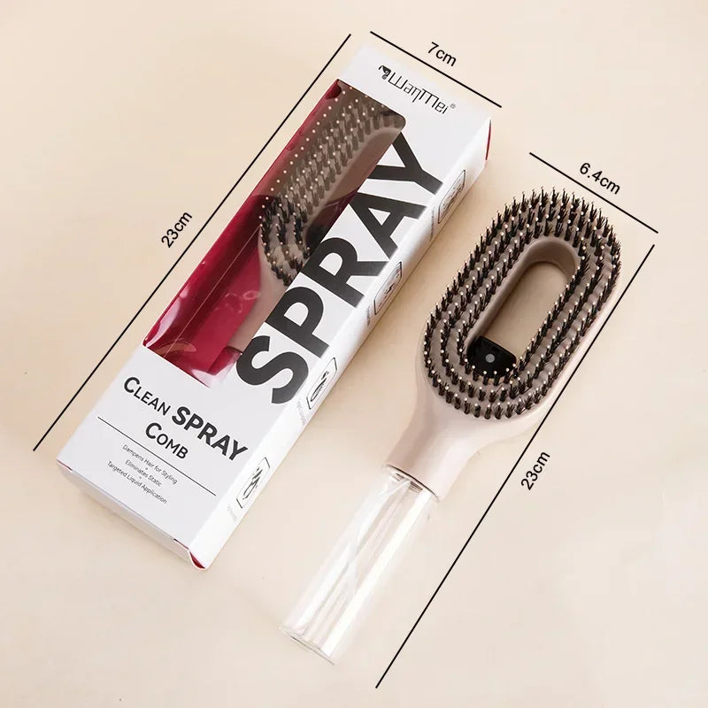 2-in-1 Scalp Massage Detangling Brush | Spray Mist Hairbrush for Frizz-Free, Smooth Hair