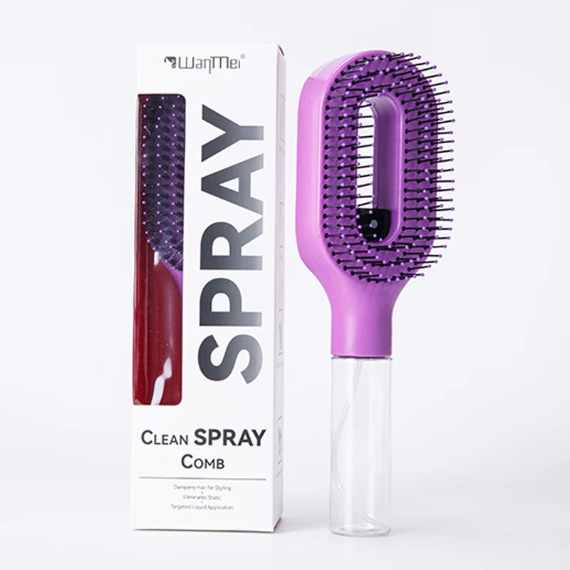 2-in-1 Scalp Massage Detangling Brush | Spray Mist Hairbrush for Frizz-Free, Smooth Hair